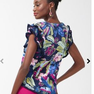 Chico’s Jungle Print Flutter Sleeve Top